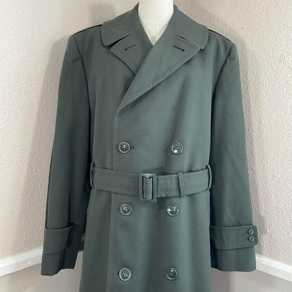 70s Vintage Military Wool Vietnam Trench Coat Size 38 Removable Liner - Picture 2 of 9